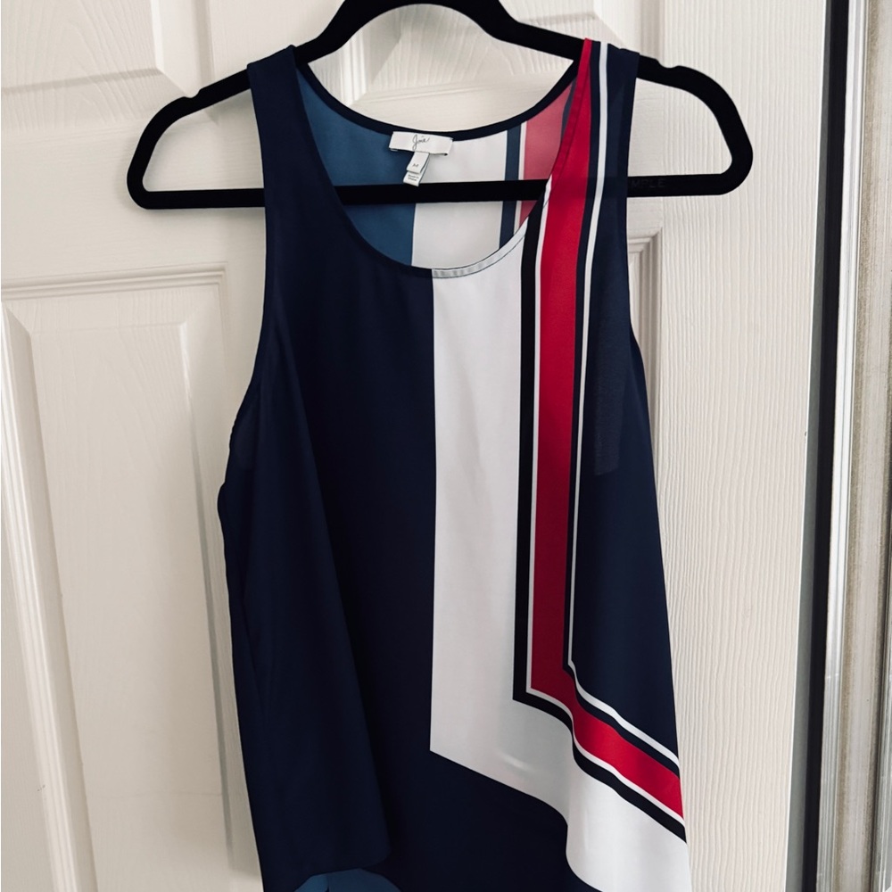 Joie Navy and Red Sleeveless Women's Top